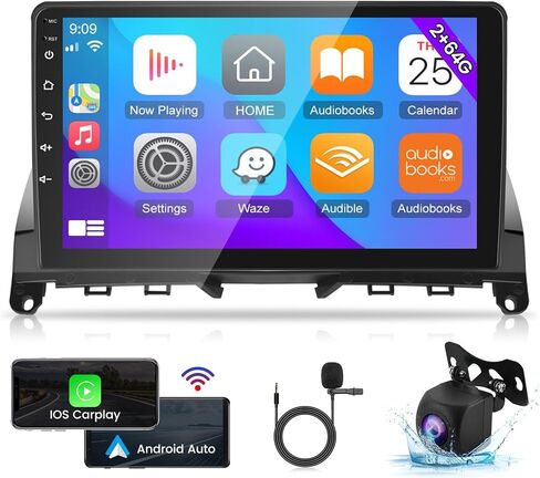 [2+64G] Android Car Stereo for Mercedes Benz C Class W204 S204 2006-2011 - Wireless Apple Carplay & Android Auto - 9 Inch Touchscreen Benz Radio - WiFi GPS Bluetooth + AHD Backup Camera in Saudi Arabia