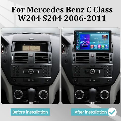 [2+64G] Android Car Stereo for Mercedes Benz C Class W204 S204 2006-2011 - Wireless Apple Carplay & Android Auto - 9 Inch Touchscreen Benz Radio - WiFi GPS Bluetooth + AHD Backup Camera in Saudi Arabia