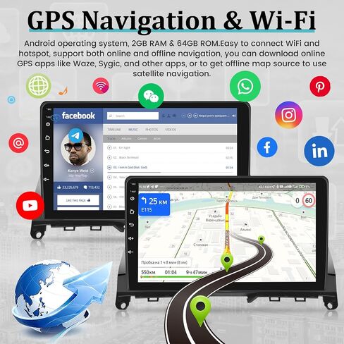 [2+64G] Android Car Stereo for Mercedes Benz C Class W204 S204 2006-2011 - Wireless Apple Carplay & Android Auto - 9 Inch Touchscreen Benz Radio - WiFi GPS Bluetooth + AHD Backup Camera in Saudi Arabia