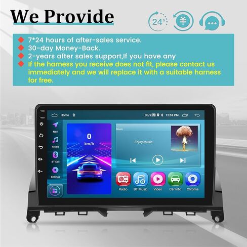 [2+64G] Android Car Stereo for Mercedes Benz C Class W204 S204 2006-2011 - Wireless Apple Carplay & Android Auto - 9 Inch Touchscreen Benz Radio - WiFi GPS Bluetooth + AHD Backup Camera in Saudi Arabia