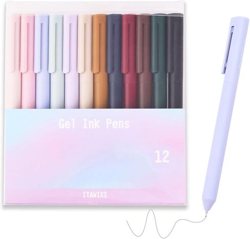 12Pcs Aesthetic Gel Pens,0.5mm Retractable Fine Point Pens,Assorted Colors,Smooth Writing,Fast Dry,Comfortable Grip,Cute Pens for Journaling Note Taking in Kuwait