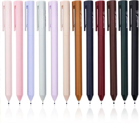 12Pcs Aesthetic Gel Pens,0.5mm Retractable Fine Point Pens,Assorted Colors,Smooth Writing,Fast Dry,Comfortable Grip,Cute Pens for Journaling Note Taking in Kuwait