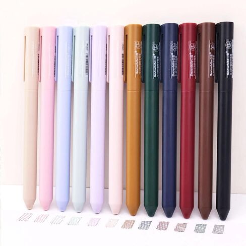12Pcs Aesthetic Gel Pens,0.5mm Retractable Fine Point Pens,Assorted Colors,Smooth Writing,Fast Dry,Comfortable Grip,Cute Pens for Journaling Note Taking in Kuwait