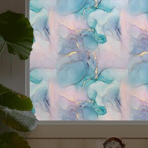 DKTIE Marble Pattern Window Privacy Film with Installation Tools - Protects Privacy, Softens Light, Stylish Home Decor (A, 17.7" x 78.7")
