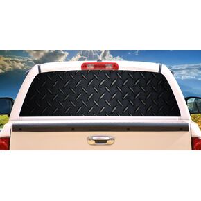 SignMission Black Diamond Plate Rear Window Graphic Full Size Pickup Truck, 22" X 65"