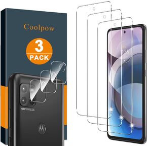 【3+3 PACK】Coolpow Designed for Motorola Moto one 5G Ace Screen Protector Moto One 5G UW Ace Screen Protector Tempered Glass Cell Phone Film, 9H Hardness Ultra HD Bubble Free Anti-Scratch Case Friendly