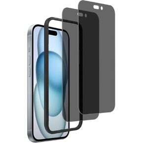 حزمة من 2 واقي شاشة للخصوصية لهاتف iPhone 15 Plus بصلابة 9H، زجاج مقاوم للخدش سهل التركيب - شاشة الخصوصية iPhone 15 Plus مع مجموعتين للتنظيف وأداة تطبيق إطار واحدة in Kuwait