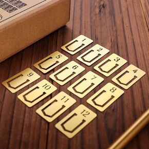 12pcs Brass Bookmarks, Mini Cute 1-12 Number Book Marks Ideal Gifts