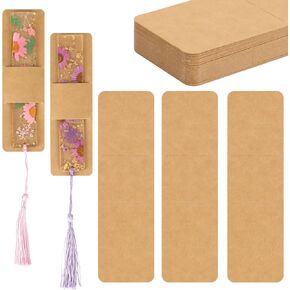 50 Pack Resin Bookmark Holder, 5.9 x 1.8 Inches Kraft Bookmark Sleeves Acrylic Bookmark Packaging Case Sublimation Bookmark Blank Sleeves for Display Wrapping Packaging Supplies Party Favor Gift