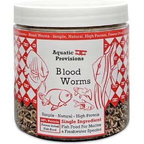 Blood Worms 1.5 oz, Freeze Dried Fish Food for Freshwater and Marine Aquarium Species