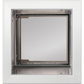 PlexiDor Performance Pet Doors for Dogs and Cats - Wall Mount Dog Door with Lock and Key - White, Large Size
