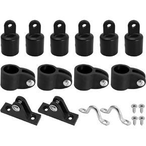 12pcs Set Bimini Top Hardware 7/8 inch (22mm) Yacht Awning Hardware Marine 3 Bow Bimini Top Nylon Accessories