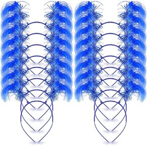 24 Pieces Tinsel Wrapped Feathers Ponytails Headbands Costume Party Halloween Head Bopper for Women Girls Hair Costume (Blue)