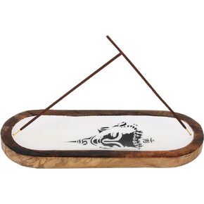 Buddha Wooden Incense Stick Holder Modern Incense Insence Burner Stand for Sticks, Wood White Incense Ash Catcher or Insent Burn Holder for Home Décor | 12 x 4 Inches