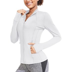 COOrun Women's Athletic Jackets Lightweight Running Workout Jacket Full Zip Track Tops Sportswear with Thumb Holes