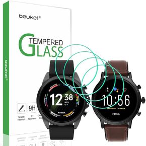 beukei (4 Pack) Designed for Fossil Gen 5 Carlyle HR/Fossil Men's GEN 6 / Women's GEN 6 Smartwatch Screen Protector Tempered Glass, 9H Hardness