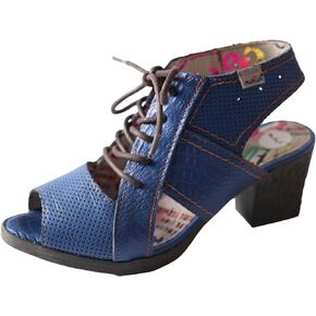 TMA EYES & MAiA Womens Lace-up Sandals Leather Mid Heeled Women Sandals
