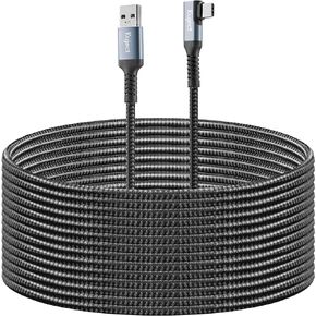 متوافق مع كابل توصيل Oculus Quest 2 بطول 16FT USB 3.0 من النوع A إلى C، سلك شحن طويل مضفر من النايلون من Kuject، سلك شحن تمديد بيانات الطاقة باللون الرمادي، ملحقات ألعاب الواقع الافتراضي لـ Oculus Quest in Kuwait