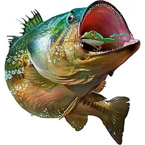 Bass Fish Sticker Decal Fishing Bumper Sticker Auto Decal Car SUV Truck Boat RV Rod Tackle Box 6 INCHES