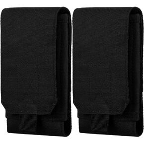 2 Pieces Tactical Molle Smartphone Holsters, Universal Army Mobile Phone Belt Pouch Holster Cover (Black)