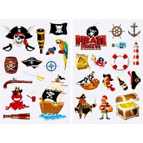 10 Sheets Pirate Stickers Fun Pirate Themed Stickers Assorted Pirate Decals for Pirate Birthday Party Favor Supplies