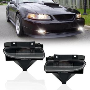 LED Fog Lights Compatible with 1999 2000 2001 2002 2003 2004 Ford Mustang, A Pair Of Front Bumper Lamp With Clear Lens