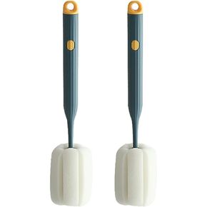 Bottle Soft Brush -2Pcs Sponge Bottle Brush Soft and Easy to Clean, Baby Bottle Sponge Brush Can Effectively Remove The Stain Residue On The Bottom of The Cup(Blue)