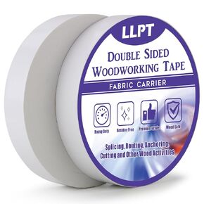 LLPT Double Sided Woodworking Tape 1" x 90Ft Each 2 Pack Double Face Turner Woodworker Adhesive Tape Removable Residue Free for Wood Template (WT1090Y2)
