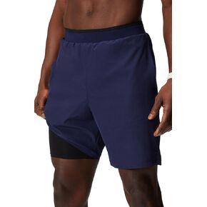 Fabletics Men's The Fundamental Short (Lined), Workout, Running, Training, Gym, Yoga, Ultra Lightweight, Athletic, 9" Inseam, XS, Navy