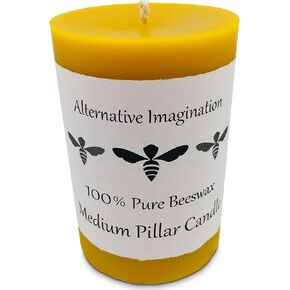 شمعة شمع النحل النقي 100% - شمعة عمودية كبيرة - وقت احتراق 80 ساعة - 3 × 6 بوصة - خيال بديل in Kuwait