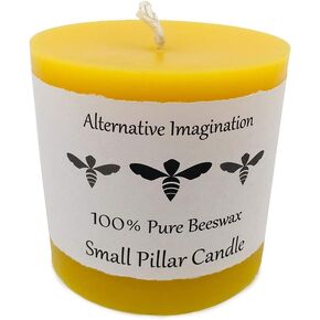 ﻿﻿100% Pure Beeswax Candle - Small Pillar Candle - 40 Hour Burn Time - 3x3 Inch - Alternative Imagination