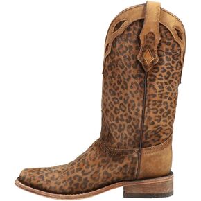 Corral Boots Womens Cheetah Square Toe Casual Boots Mid Calf Low Heel 1-2" - Brown