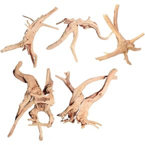 Aquarium Driftwood Natural Trunk Driftwood Assorted Branches 3.9-5.9" Assorted Trunk Terrarium Ornament(5 Pcs)
