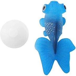 FTVOGUE Aquarium Decoration Fish Funny Artificial Silicone Small Fish Ornament for Fish Tank (Blue Goldfish)