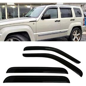 Smoke Tinted Window Sun Rain Visors Vent Guard Wind Deflector Shade Compatible with Jeep Liberty 2002-2007