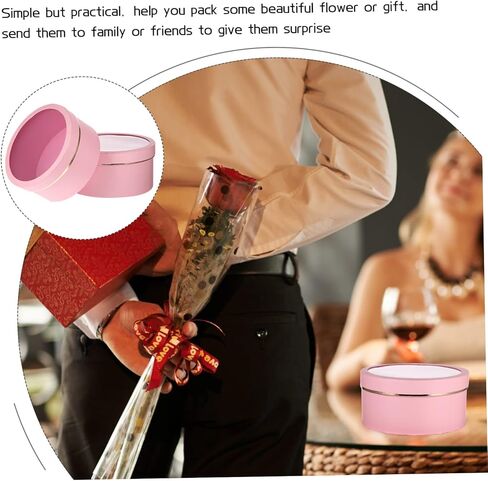 Anneome 2pcs Boxes round snack Flower boxes chocolate box flower box wrapping flowers bouquet round floral boxes candy pink Cajas flowers fresh flowers packing box in Saudi Arabia