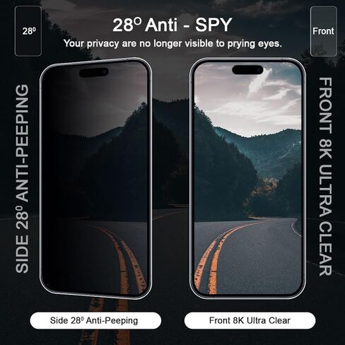 حزمة من 2 واقي شاشة للخصوصية لهاتف iPhone 15 Plus بصلابة 9H، زجاج مقاوم للخدش سهل التركيب - شاشة الخصوصية iPhone 15 Plus مع مجموعتين للتنظيف وأداة تطبيق إطار واحدة in Kuwait