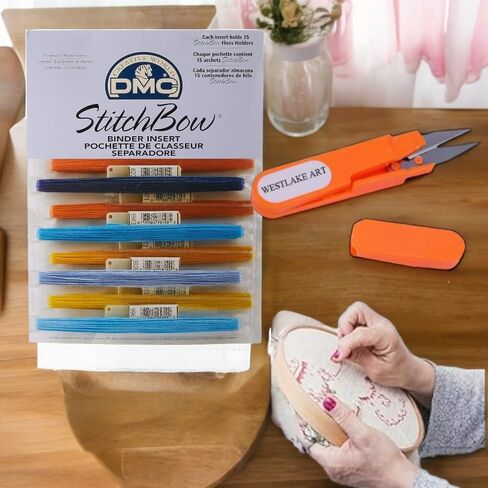 Dmc Stitchbow Binder Inserts, 3.34 Oz, Organize Embroidery Floss, Holds 15 Stitchbow Floss Holder, Bundle with Art Embroidery Scissors, Transparent Design for Easy Color Identification [Pack of 3] in Saudi Arabia