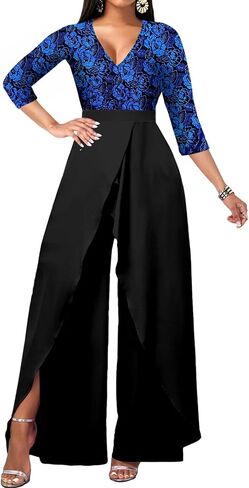 Yiershu Women Elegant jumpsuits Long Split Pants Cocktail silk jumpsuits in Saudi Arabia