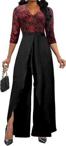 Yiershu Women Elegant jumpsuits Long Split Pants Cocktail silk jumpsuits in Saudi Arabia