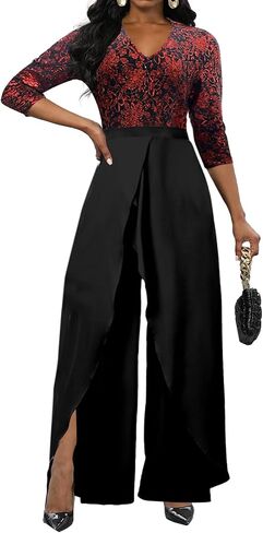 Yiershu Women Elegant jumpsuits Long Split Pants Cocktail silk jumpsuits in Saudi Arabia