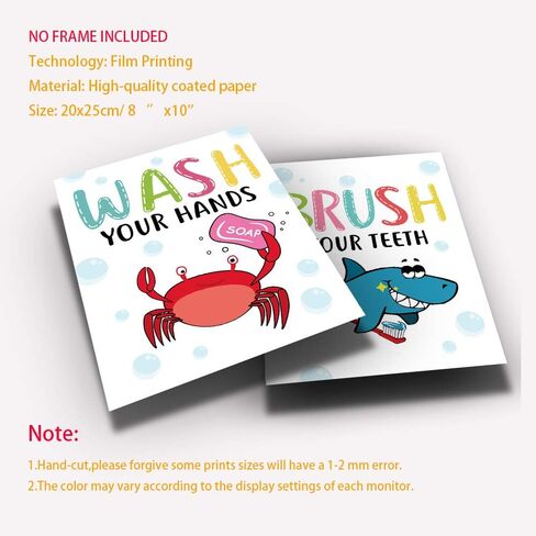 مضحك الكرتون الملونة الحياة البحرية تحت عنوان الحمام اقتباسات ملهمة الفن طباعة اقتباسات روح الدعابة اللوحة، قواعد المرحاض صورة فنية للأطفال الحمام ديكور الحمام، مجموعة من 4 (8 "X10")، بدون إطار in Kuwait