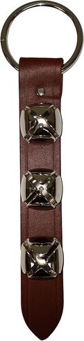 Westmon Works Sleigh Bells for Door Dog Training Accessory Silver Toned Metal Bell and Brown Leather Strap Made in The USA in Saudi Arabia