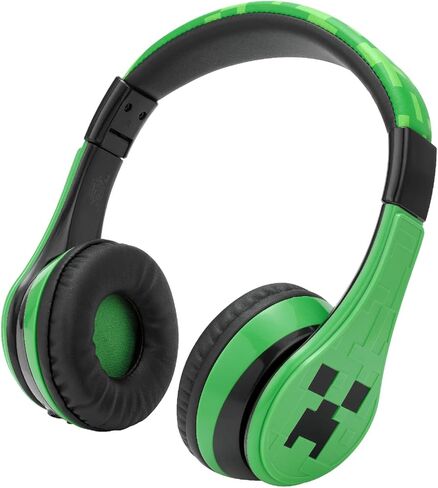سماعات رأس eKids Minecraft Kids Bluetooth، سماعات رأس لاسلكية مع ميكروفون تتضمن سلك Aux، سماعات رأس قابلة للطي للأطفال منخفضة الحجم للمدرسة أو المنزل أو السفر in Saudi Arabia