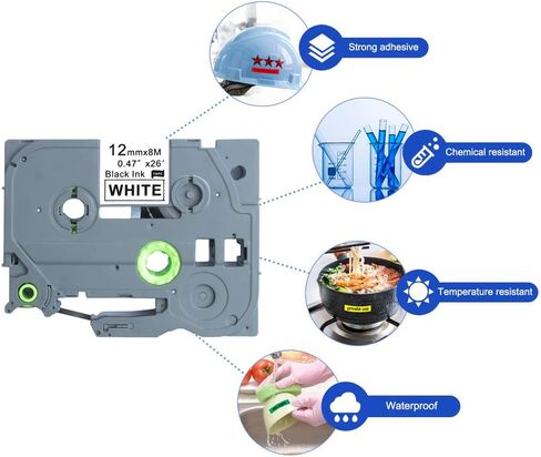 شريط ملصقات Aomya بديل 12 مم لشريط Borther Tze-231 Tz231 Tze 0.47 بوصة شريط Tz مصفح متوافق مع صانع ملصقات Ptouch PTH110، PT-D210، PTD600، PTD400AD، PT-1290، أسود على أبيض 5 عبوات in Kuwait