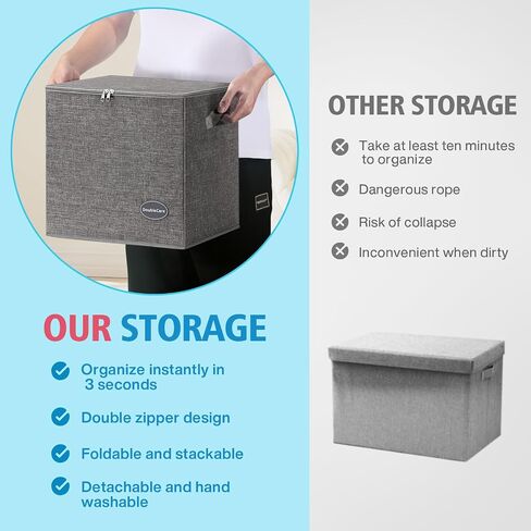 2-in-1 Toy Storage Organizer & Removable Play Mat 56"x 56", Stackable Building Block Toys Organizers and Storage Bins for Kids, Playroom Storage, Living Room, Quick Clean up Toy 13" x 13" x 13" in Saudi Arabia