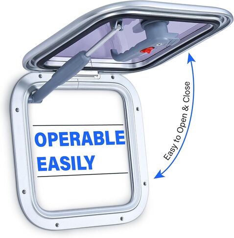 Amarine Made Anodized Aluminum Marine Access Hatch, 12.7"x12.7" Boat Hatch, Marine Deck Access Hatch & Lid for 15mm Deck in Marine Environment, Boat Skylights Window for Boat/Yacht/RV, Silver in Saudi Arabia