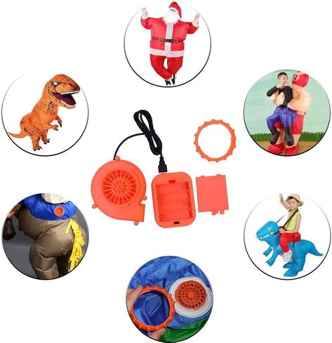 مروحة USB صغيرة منفاخ مروحة قابلة للنفخ للهالوين زي ديناصور قابل للنفخ، فستان فاخر، رأس التميمة، بدلة تنكرية قابلة للنفخ للحفلات (مروحة USB، برتقالي) (واجهة USB) in Kuwait