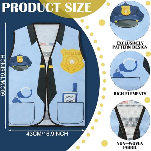 Janmercy 12 Pcs Kids Community Helpers Costumes Preschool Dress Vest Career Cosplay Cloth Toddler Occupation Pretend Role Play for Kids Dramatic Play Toys in Kuwait
