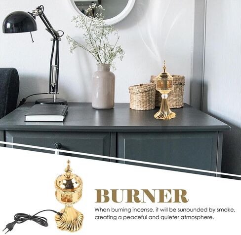Uonlytech Bakhoor Electric Incense Burner Oud Frankincense Incense Burner Metalic Bakhoor Burner Holder for Yoga Spa Aromatherapy Office Home Decor in Saudi Arabia